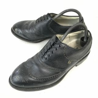 Vintage★MUNSING WEAR/マンシングウェア★スチールスパイク/ゴルフシューズ【25.5/黒/BLACK】日本製/フルブローグ/ウイングチップ◆bH-164 #BUZZBERG(シューズ)