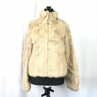 Super Hakka★ラビットファー/毛皮ジャケット/ショートコート/ブルゾン【size-M程度/ベージュ】Coats/Jackets/スーパーハッカ◆BH109 #BUZZBERG(毛皮/ファーコート)