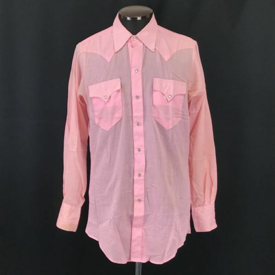 80s USA製ビンテージ★Rockmount Ranch Wear ロックマウント★ウエスタンシャツ【Mens size 15-32/透けピンク/pink】Tops/Shirts◆BH115 #BUZZBERG メンズのトップス(ポロシャツ)の商品写真
