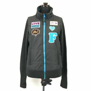 FILA Golf★中綿入りジップブルゾン/ジャケット/袖切り返し【Women's size-M/黒/Black】ゴルフウェア/アウター/Coat/Jumper◆BH240#BUZZBERG(ブルゾン)