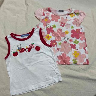 ファミリア★お花Tシャツ＆りんごタンクトップ　2枚セット　90