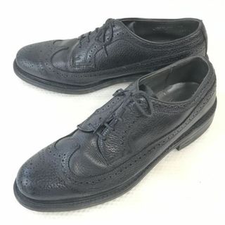 60s-70s?/USA製ビンテージ★STUART HOLMES★グッドイヤー製法/ロングウイングチップ【27.5-28.0/黒/BLACK】シボ本革/dress shoes◆bi-170 #BUZZBERG(ドレス/ビジネス)