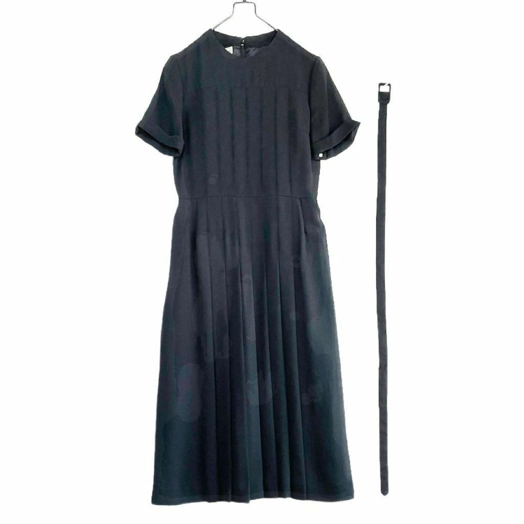 セレモニードレス ブラックフォーマル ワンピース ベルト付き 9号 喪服 礼服 レディースのワンピース(ロングワンピース/マキシワンピース)の商品写真