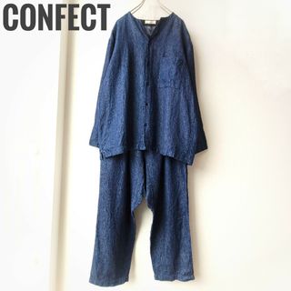 ネストローブ(nest Robe)の◆コンフェクト◆　リネンデニムセットアップ　キーネックシャツ　イージーパンツ(セットアップ)