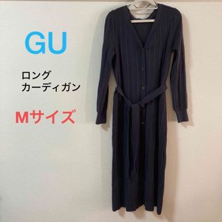 ジーユー(GU)のGU ロングカーディガン・ワンピース　ネイビーM(カーディガン)