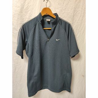 ナイキ(NIKE)のNIKE ネイビー ハーフジップ シャツ 半袖 ドライ メンズ M(シャツ)