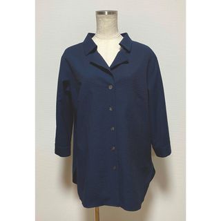 【美品】Mixing blue 七分袖　シャツブラウス　チュニック(シャツ/ブラウス(長袖/七分))