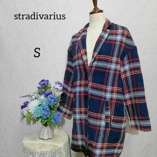 ストラディバリウス(stradivarius)のストラディバリウス　極上美品　ロングジャケット　Sサイズ　チェック柄(テーラードジャケット)