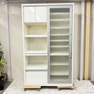 17095 1枚スライドガラス扉キッチンボード 松田家具(キッチン収納)