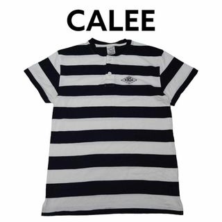 キャリー(CALEE)のCALEE　ヘンリーネック　ボーダーTシャツ　キャリー　ロゴ刺繍　日本製(Tシャツ/カットソー(半袖/袖なし))