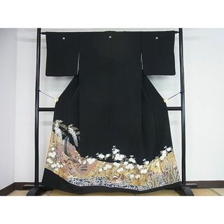 平和屋2■豪華黒留袖　人物花鳥文　金彩　逸品　DAAA7453sf(着物)