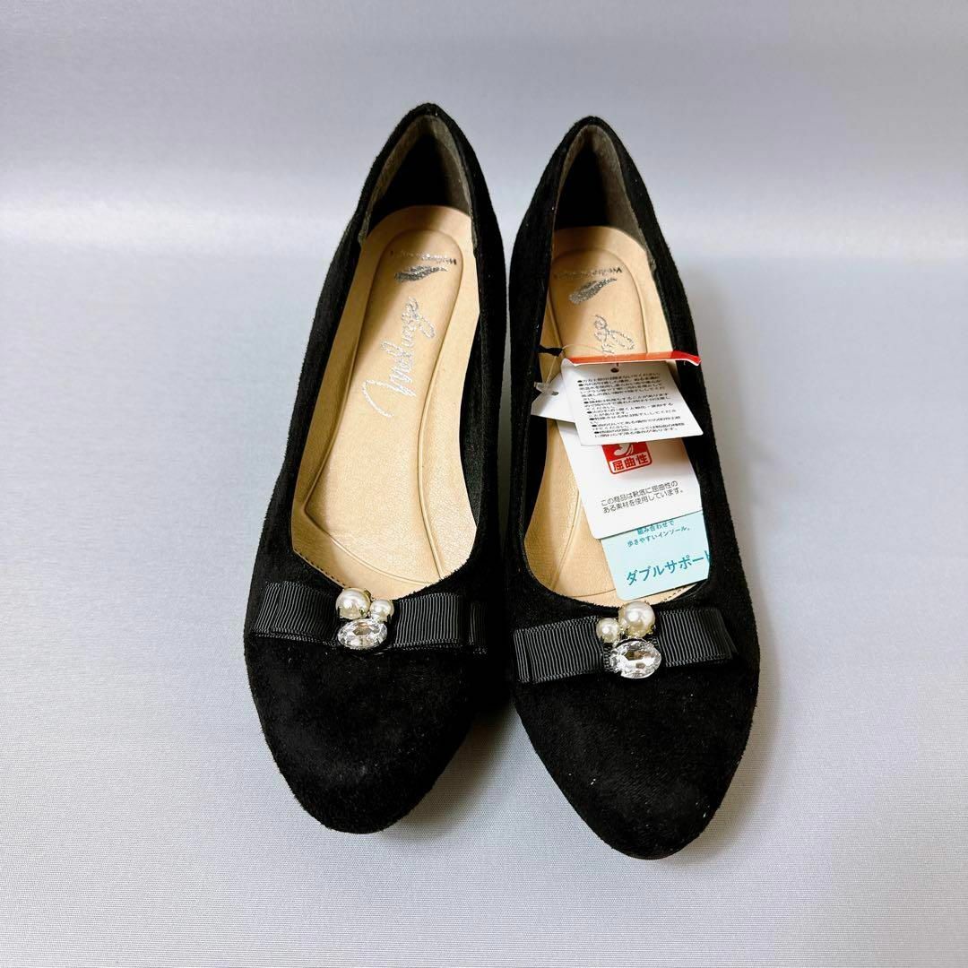 melange メランジェ　リボン　パンプス　23.0cm ブラック レディースの靴/シューズ(ハイヒール/パンプス)の商品写真