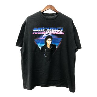 MICHAEL JACKSON マイケルジャクソン 半袖Ｔシャツ グラフィックTシャツ 音楽 ブラック (メンズ 2XL) 中古 古着 Q5349(Tシャツ/カットソー(半袖/袖なし))