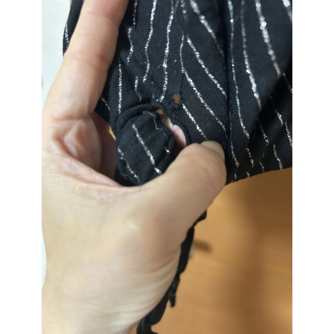ANGEL NAP エンジェルナップ ブラック長袖 薄手 M リボン ボーダー レディースのトップス(シャツ/ブラウス(長袖/七分))の商品写真
