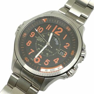 ハミルトン(Hamilton)のHAMILTON ハミルトン カーキ GMT エアレース H77665373 裏スケ デイト 黒 ブラック オレンジ SS ステンレス オートマチック 自動巻き メンズ(腕時計(アナログ))