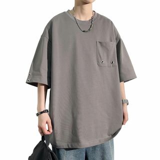 [Easykode] 夏服 メンズ ポケット付き Tシャツ 半袖 無地 ティーシ(その他)