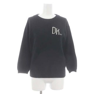 DKNY - ダナキャランニューヨーク ロゴインターシャウールアンゴラニット 長袖 P/S 黒