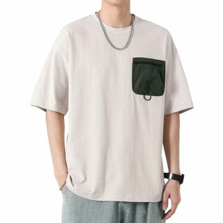 [Fasshonrida] Tシャツ メンズ 半袖 夏服 異素材ポケット付き テ(その他)