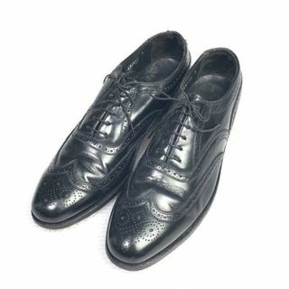 1978年製 USA表記なし ビンテージ★フローシャイムFlorsheim★サイズ10 B★26.5-27.5cm★フルブローグ ウイングチップ★黒◆is7-38 #BUZZBERG(ドレス/ビジネス)