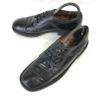 1888年創業/ドイツ老舗★obermain★西ドイツ 70s-80s?/本革/プレーントゥ【8/26.5/黒/BLACK】ビジネス/ビンテージ/Vintage/dress shoes◆pC-96 #BUZZBERG(ドレス/ビジネス)