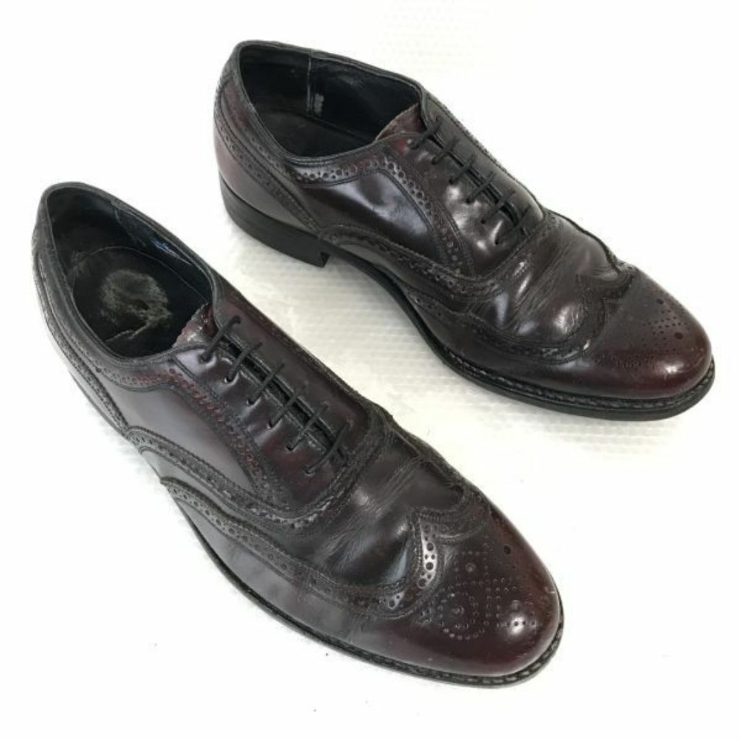 70s-80s?/ビンテージ/Vintage★FLORSHEIM/フローシャイム★本革/フルブローグ/ウィングチップ【9D/26.5-27.0/赤茶/BROWN】dress shoes◆pD-166 #BUZZBERG メンズの靴/シューズ(ドレス/ビジネス)の商品写真