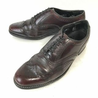 70s-80s?/ビンテージ/Vintage★FLORSHEIM/フローシャイム★本革/フルブローグ/ウィングチップ【9D/26.5-27.0/赤茶/BROWN】dress shoes◆pD-166 #BUZZBERG(ドレス/ビジネス)