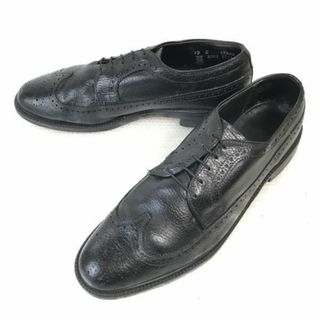 80s-90s★ナンブッシュ/NUNN BUSH★本革/ロングウイングチップ【10C/26.5-27.5/黒/BLACK】ビジネス/dress shoes/USA ビンテージ/Vintage◆pD-50 #BUZZBERG(ドレス/ビジネス)