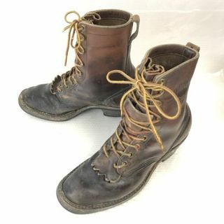 試着交換OK！70s後期?80s?ビンテージ/Vintage/ホワイツブーツ/white's boots【8.5D/茶/BROWN】スモークジャンパー/ロガーブーツ/グッドイヤー製法/Shoes◆pWB86-5 #BUZZBERG(ブーツ)