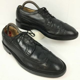 80s以前?ビンテージ/Vintage タグ　NUNN BUSH/ナンブッシュ　ロングウイングチップ　アメリカンブローグ〈黒/BLACK/ブラック〉9.5E/27.0-27.5程度/メンズ/菅NO.WZA-430 #BUZZBERG(ドレス/ビジネス)