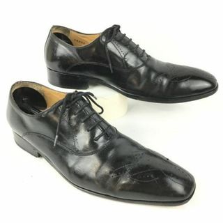 スペイン製/ビンテージ/Vintage 　ANTONIO RUFU/アントニオルフォ【size39　24.5〈黒/BLACK/ブラック】メダリオン　ホールカット ビジネスシューズ/メンズ//菅NO.WZA-439 #BUZZBERG(ドレス/ビジネス)