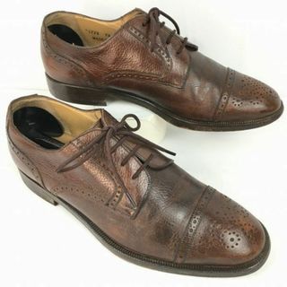 試着交換OK！フローシャイム　ロイヤルインペリアル　イタリア製　パンチドキャップトゥ〈ブラウン/茶/BROWN〉size7.5D/25.0-25.5程度/メンズ/菅NO.WZC-230 #BUZZBERG(ドレス/ビジネス)