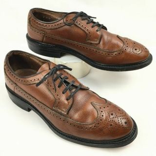 試着交換OK！希少ビンテージ/Vintage 品　ANSI Z41 PT63 スチールトゥ　ウイングチップ〈ブラウン/茶/BROWN〉size7D/B　24.5-25.0程度/メンズ/菅NO.WZF-156 #BUZZBERG(ドレス/ビジネス)