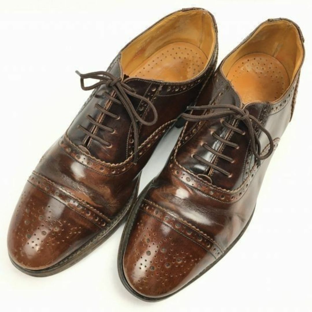 試着交換OK！Loake/ローク　イングランド製/ビンテージ/Vintage 品　セミブローグ　キャップトゥ〈ブラウン/茶/BROWN〉size8　26.5程度/メンズ/菅NO.WZH-92 #BUZZBERG メンズの靴/シューズ(ドレス/ビジネス)の商品写真