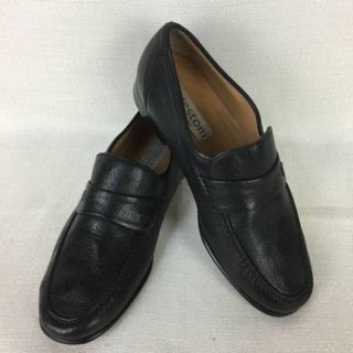 イタリア製ビンテージ/Vintage 　a.testoni ア.テストーニ/レザーシューズ/size 7/本革/〈黒/BLACK/ブラック〉コインローファー　ビンテージ/Vintage/メンズ/loafer shoes〕菅NO.ZA-43 #BUZZBERG(スリッポン/モカシン)