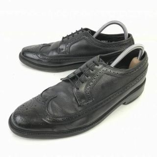 USA製ビンテージ/84年製?★フローシャイムFLORSHEIM★本革/グッドイヤー製法/ロングウイングチップ【8.5E/26.0-26.5/黒】ビジネス◆XH-118 #BUZZBERG(ドレス/ビジネス)