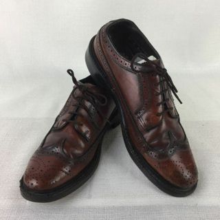 80s?USA製 Vintage/ビンテージ★STAFFORD スタフォード【8.5 B　25.0-26.0　茶】ロングウイングチップ本革/ビジネスシューズ管NO.ZA-14 #BUZZBERG(ドレス/ビジネス)