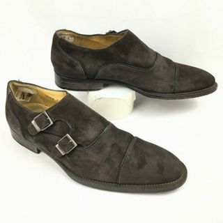 試着交換OK！MAGNANNI/マグナーニ　スウェード　ダブルモンクストラップ　ビジネスシューズ　焦げ〈ブラウン/茶/BROWN〉size40　25.0程度/メンズ/菅NO.WZD-162 #BUZZBERG(ドレス/ビジネス)