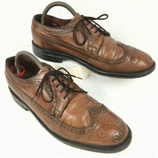 試着交換OK！80s以前?ビンテージ/Vintage 　ロングウイングチップ　アメリカンブローグ　ブラウン/茶/BROWN〉size9.5D/27.0-27.5程度/メンズ/菅NO.ＷZA-431 #BUZZBERG(ドレス/ビジネス)