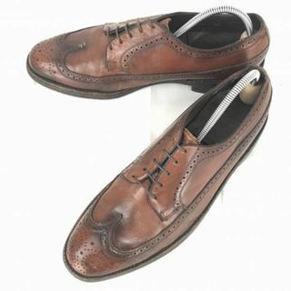 70s以前?希少ビンテージ★フローシャイムFLORSHEIM★本革/グッドイヤー製法/ロングウイングチップ【10C/27.0程度/ブラウン】◆XC-93 #BUZZBERG(ドレス/ビジネス)