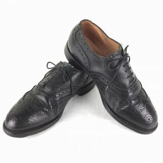 試着交換OK！イングランド　ビンテージ/Vintage【9　27.5〈黒/BLACK/ブラック】グッドイヤー製法　フルブローグ　重レザーソール　ウイングチップ/メンズ/菅NO.メZB-62 #BUZZBERG(ドレス/ビジネス)