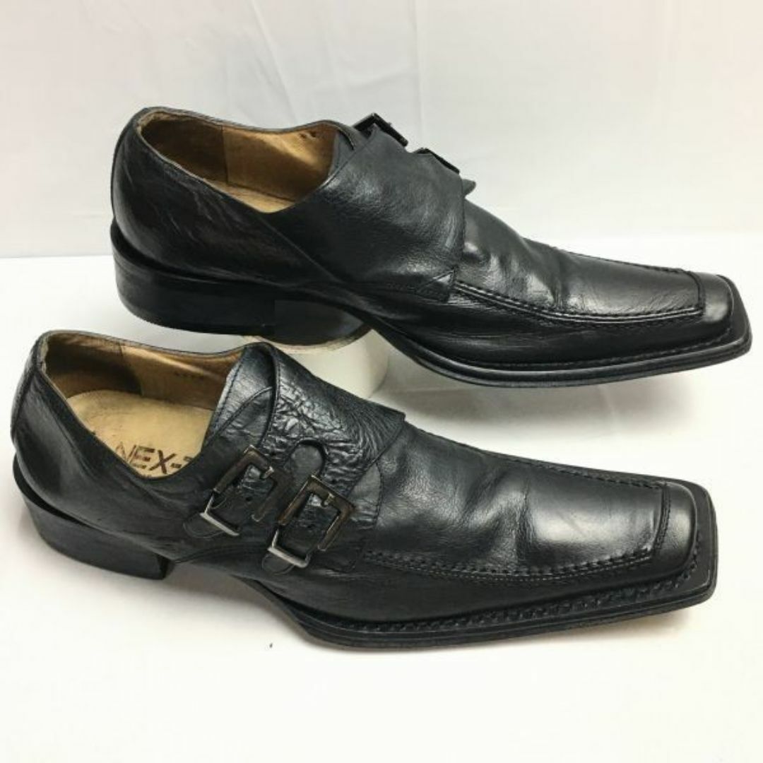 試着交換OK！NEX-TECH　ネクステック【size42　27.0〈黒/BLACK/ブラック】イタリア製　ダブルモンクストラップ 　ヒール高め　シューズ/メンズ/菅NO.ZC-172 #BUZZBERG メンズの靴/シューズ(ドレス/ビジネス)の商品写真