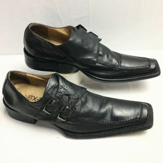 試着交換OK！NEX-TECH　ネクステック【size42　27.0〈黒/BLACK/ブラック】イタリア製　ダブルモンクストラップ 　ヒール高め　シューズ/メンズ/菅NO.ZC-172 #BUZZBERG(ドレス/ビジネス)