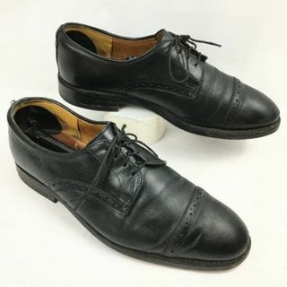 Vintage/ビンテージ品　ハンドメイド　キャップトゥシューズ〈黒/BLACK/ブラック〉　サイズ8.5E　26.5程度　管NO.ZE-162 #BUZZBERG(ドレス/ビジネス)