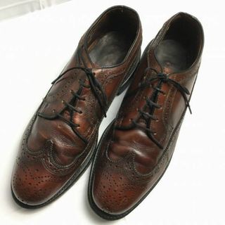 USA 1970s-80s? Vintage/ビンテージ【10.5D/28.0/茶】ロングウイングチップ　ビジネスシューズ　アメリカンブローグ　管NO.ZE-54 #BUZZBERG(ドレス/ビジネス)