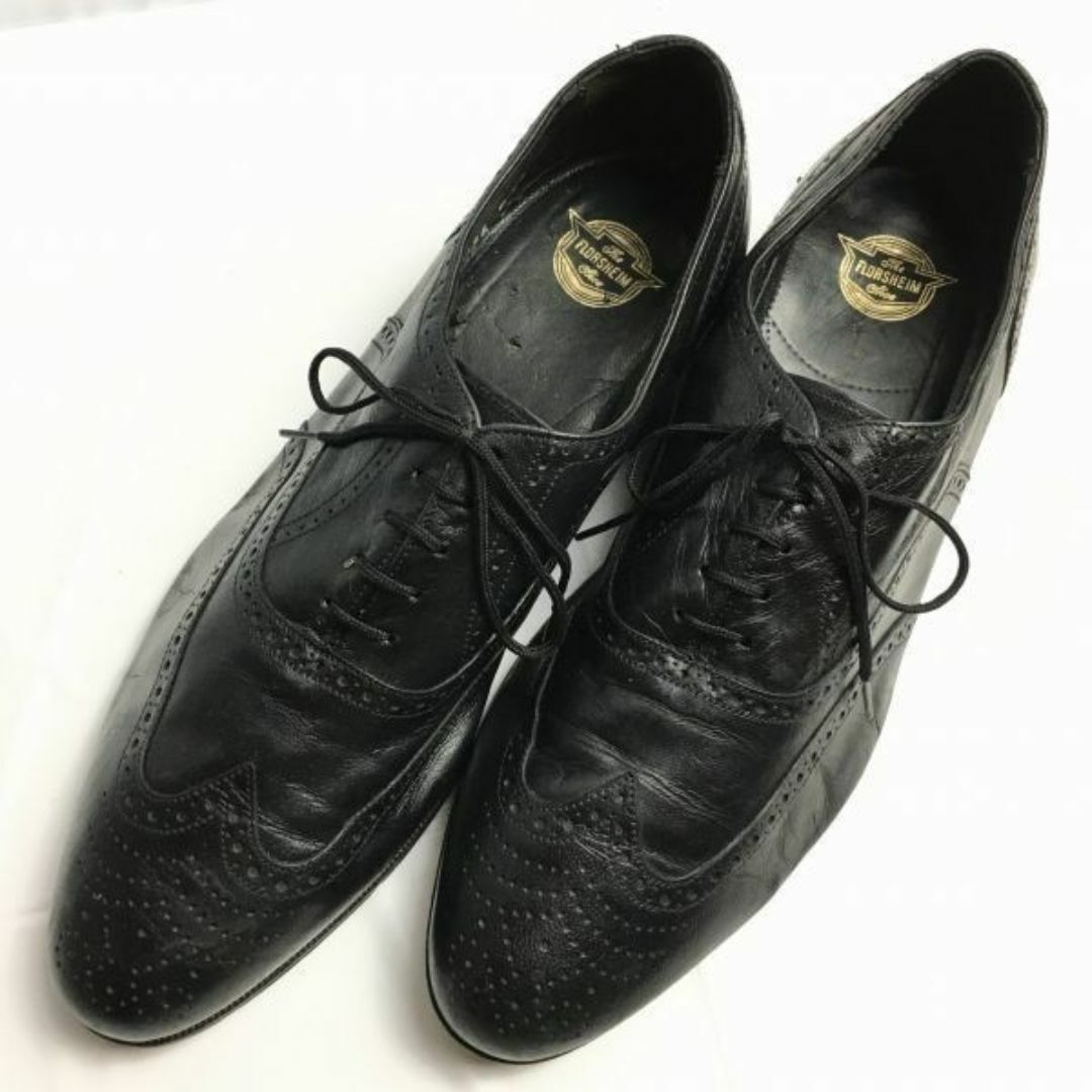 80s-90s/FLORSHEIMフローシャイム　83年製? Vintage/ビンテージ【10.5D　28.0〈黒/BLACK/ブラック】フルブローグ　ウイングチップ　ビジネスシューズ　管NO.ZE-87 #BUZZBERG メンズの靴/シューズ(ドレス/ビジネス)の商品写真