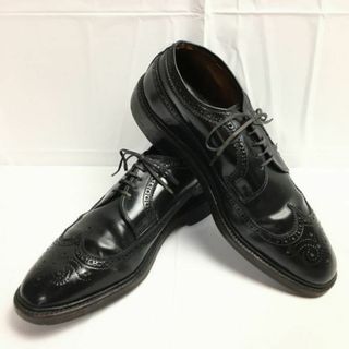 60-70s?希少 Vintage/ビンテージソール　ロングウイングチップ　ビジネスシューズ〈黒/BLACK/ブラック〉　サイズ9D　管NO.ZE-52 #BUZZBERG(ドレス/ビジネス)