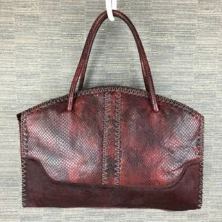 ANNA SUI/アナスイ　ハラコ＆スネークレザー?　ハンドバッグ　エンジ/ワインレッド　管NO.YB24-5 #BUZZBERG(ハンドバッグ)