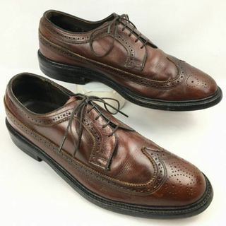 試着交換OK！ビンテージ/Vintage 品　UFCW/ユニオン/USA製　ロングウイングチップ〈ブラウン/茶/BROWN〉size10E　27.5-28.0程度　オサリバン社ヒール/メンズ/菅NO.ZH-82 #BUZZBERG(ドレス/ビジネス)