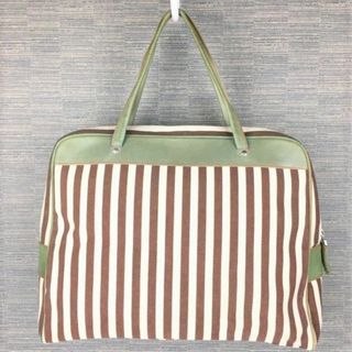 MARNI/マルニ　ハンド/ボストンバッグ〈ブラウン/茶/BROWN〉×ベージュ　ストライプ生地　キャンバス生地/bag〕菅NO.YB14-32 #BUZZBERG(ハンドバッグ)