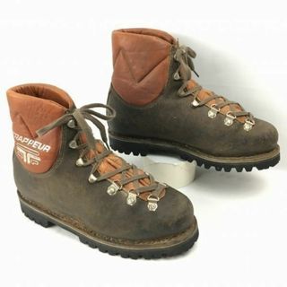 80年代以前?ビンテージ/Vintage 　TRAPPEUR/トラッパー　登山　本革トレッキングブーツ　size6　24.5程度　ダークブラウン/茶/BROWN〉メンズ/ Boots/Shoes〕菅No.WZG139 #BUZZBERG(ブーツ)